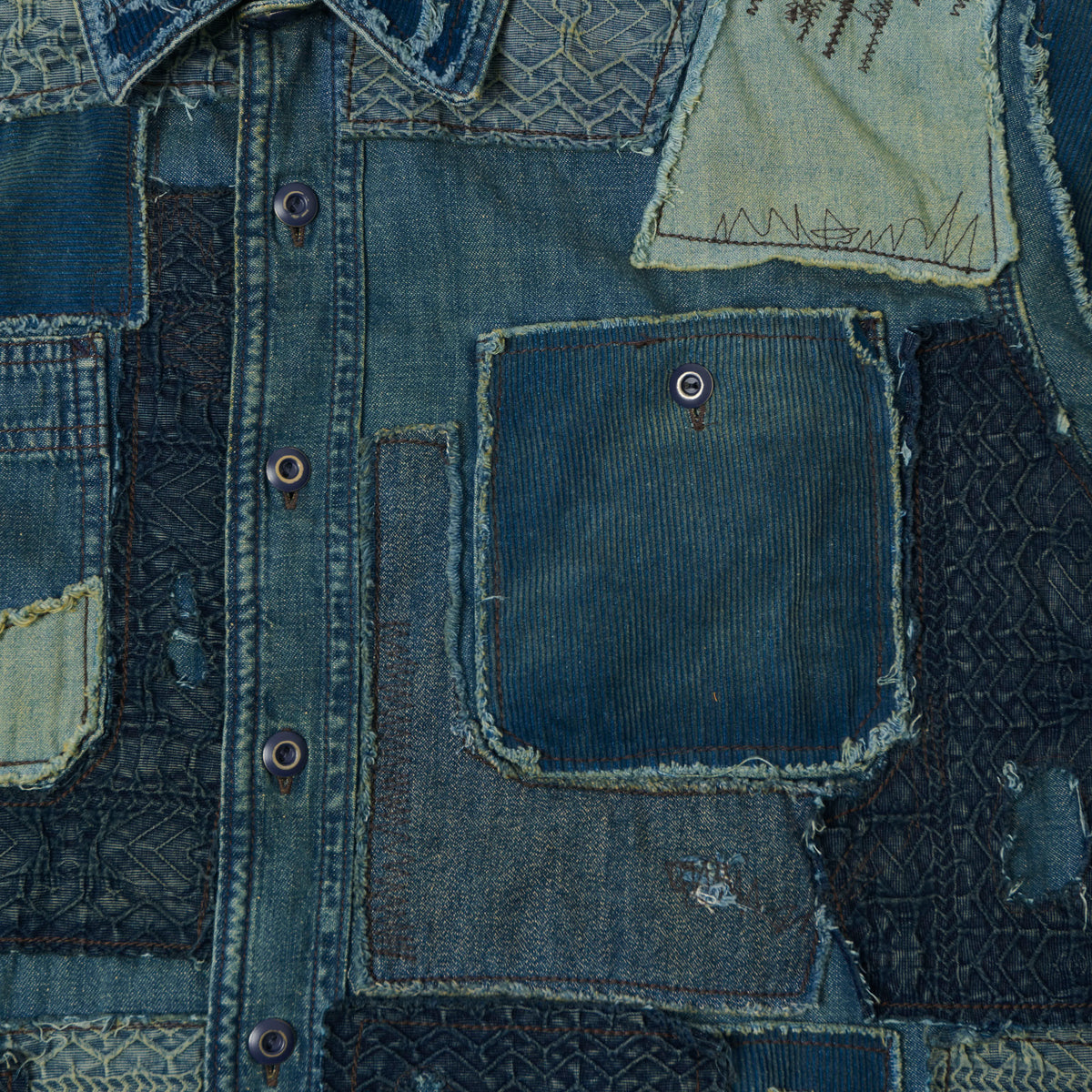 RRL Indigo Patchwork Shirt - Blue