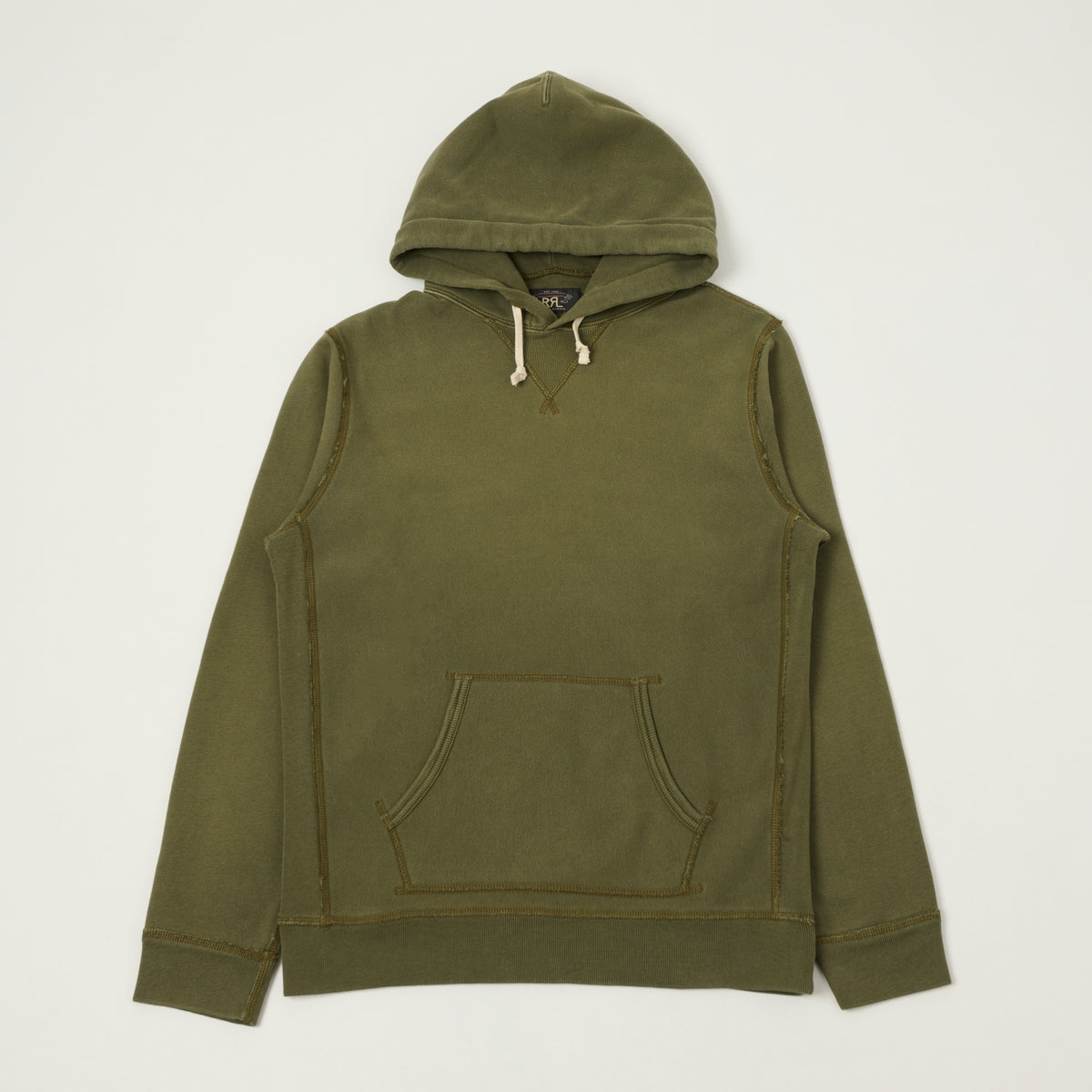 RRL Garment-Dyed French Terry Hoodie - Olive
