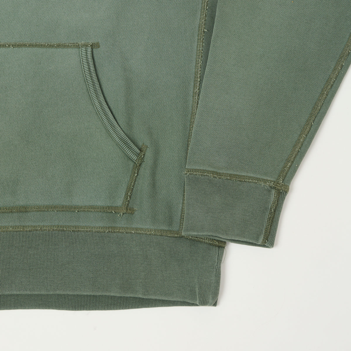 RRL Garment-Dyed French Terry Hoodie - Faded Green
