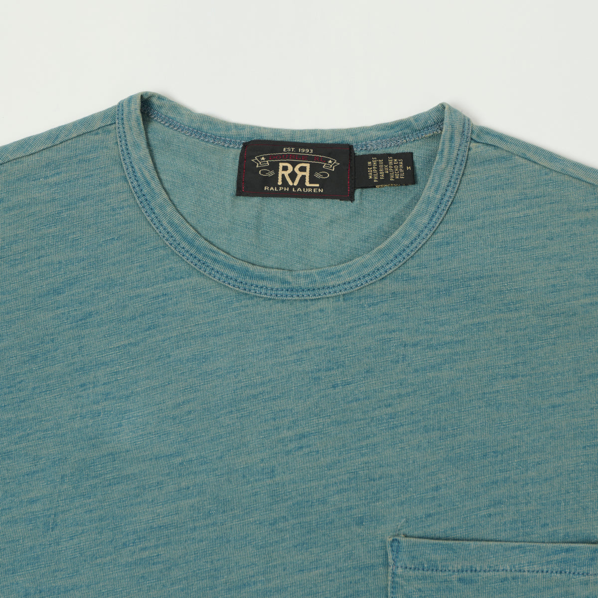 RRL Washed Jersey Pocket T-Shirt - Light Indigo