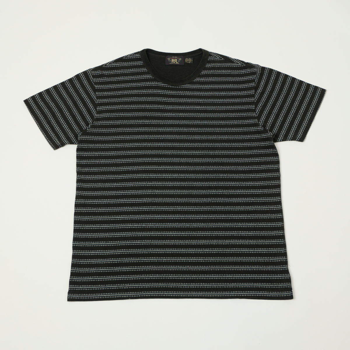 RRL Striped Jacquard T-Shirt - Indigo Black