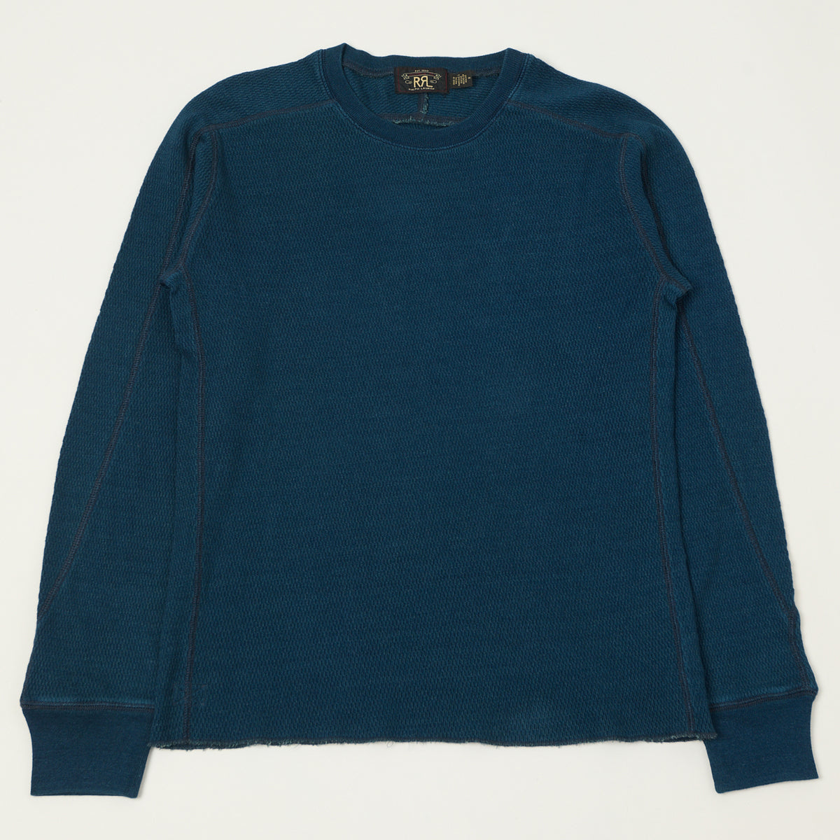 RRL Jacquard-Knit Thermal - Rinsed Blue Indigo