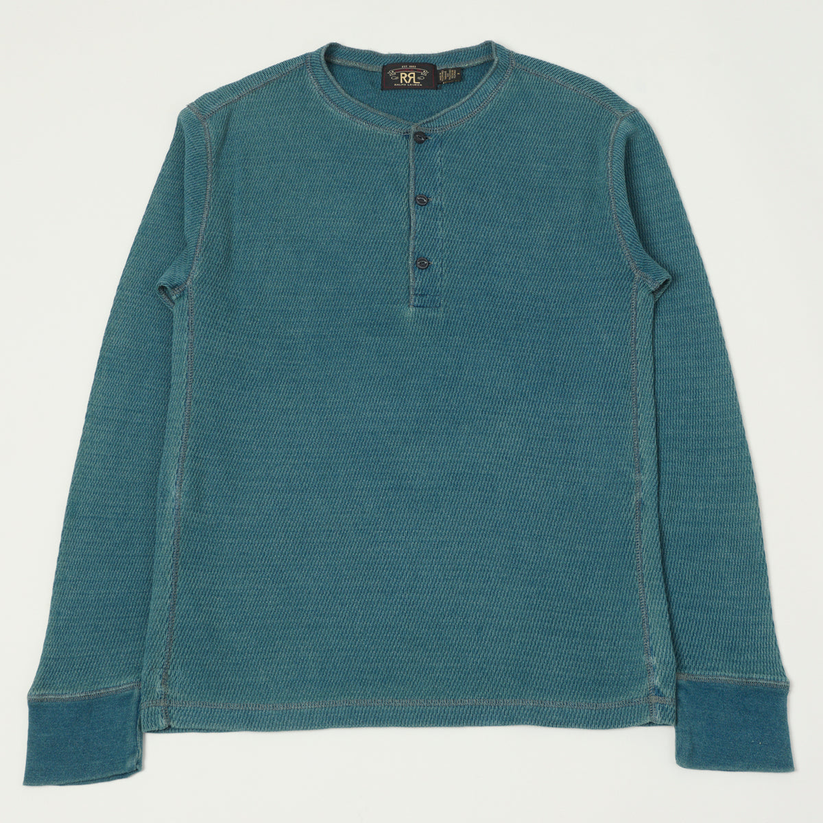 RRL Jacquard-Knit Thermal Henley - Indigo