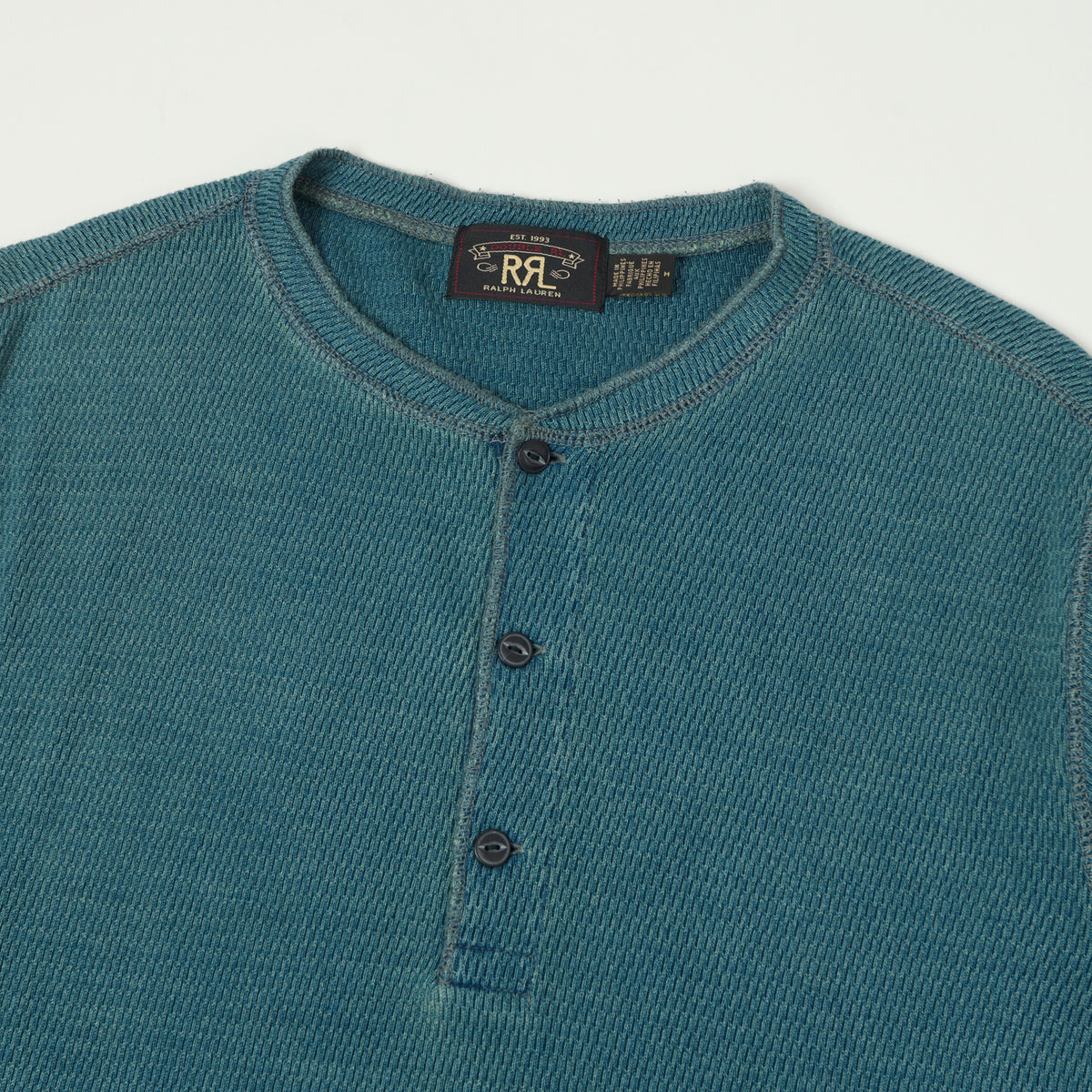 RRL Jacquard-Knit Thermal Henley - Indigo