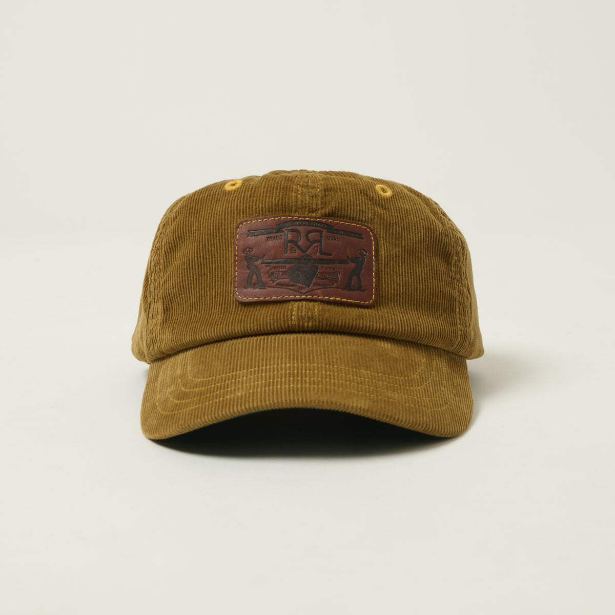 RRL Leather Patch Corduroy Trucker Cap - Tan