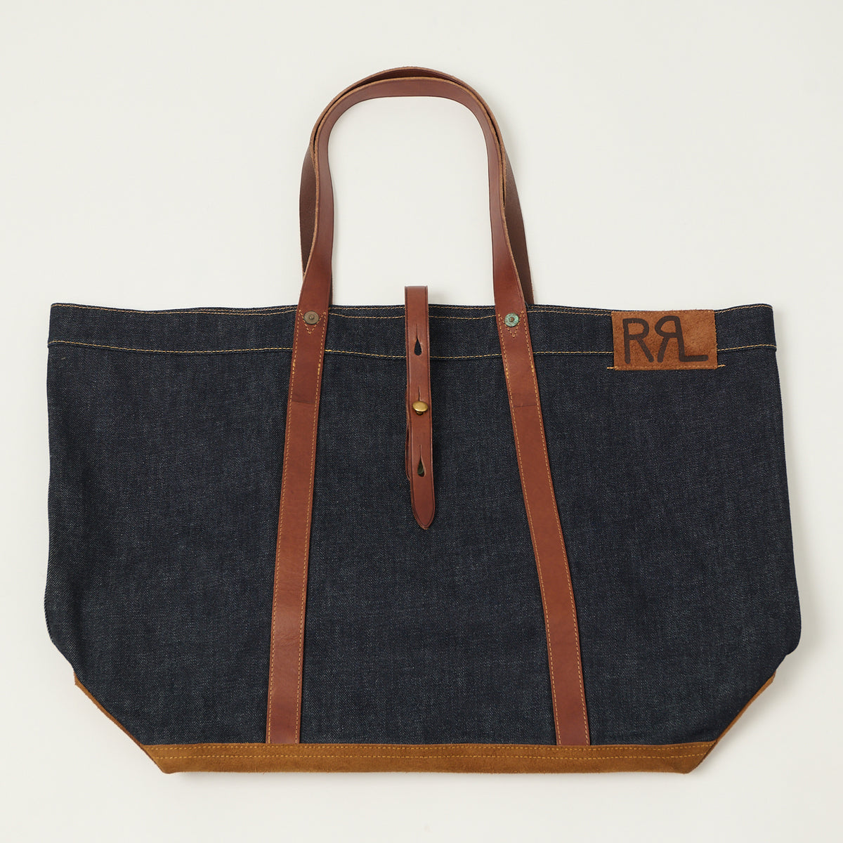 RRL Leather-Trim Denim Tote Bag - Indigo