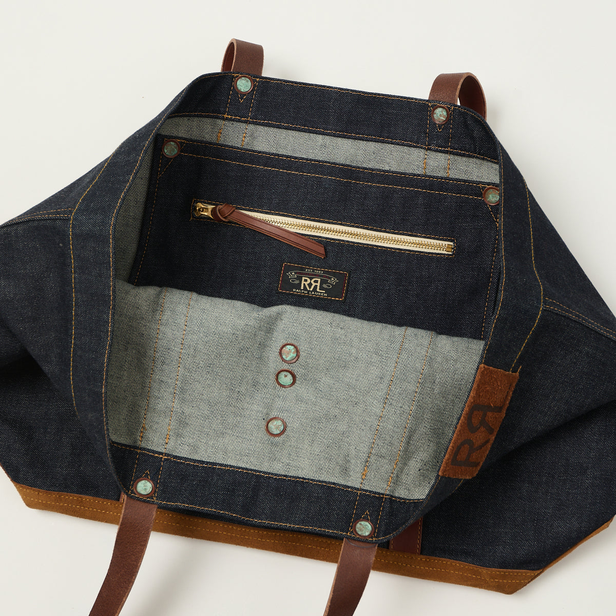 RRL Leather-Trim Denim Tote Bag - Indigo