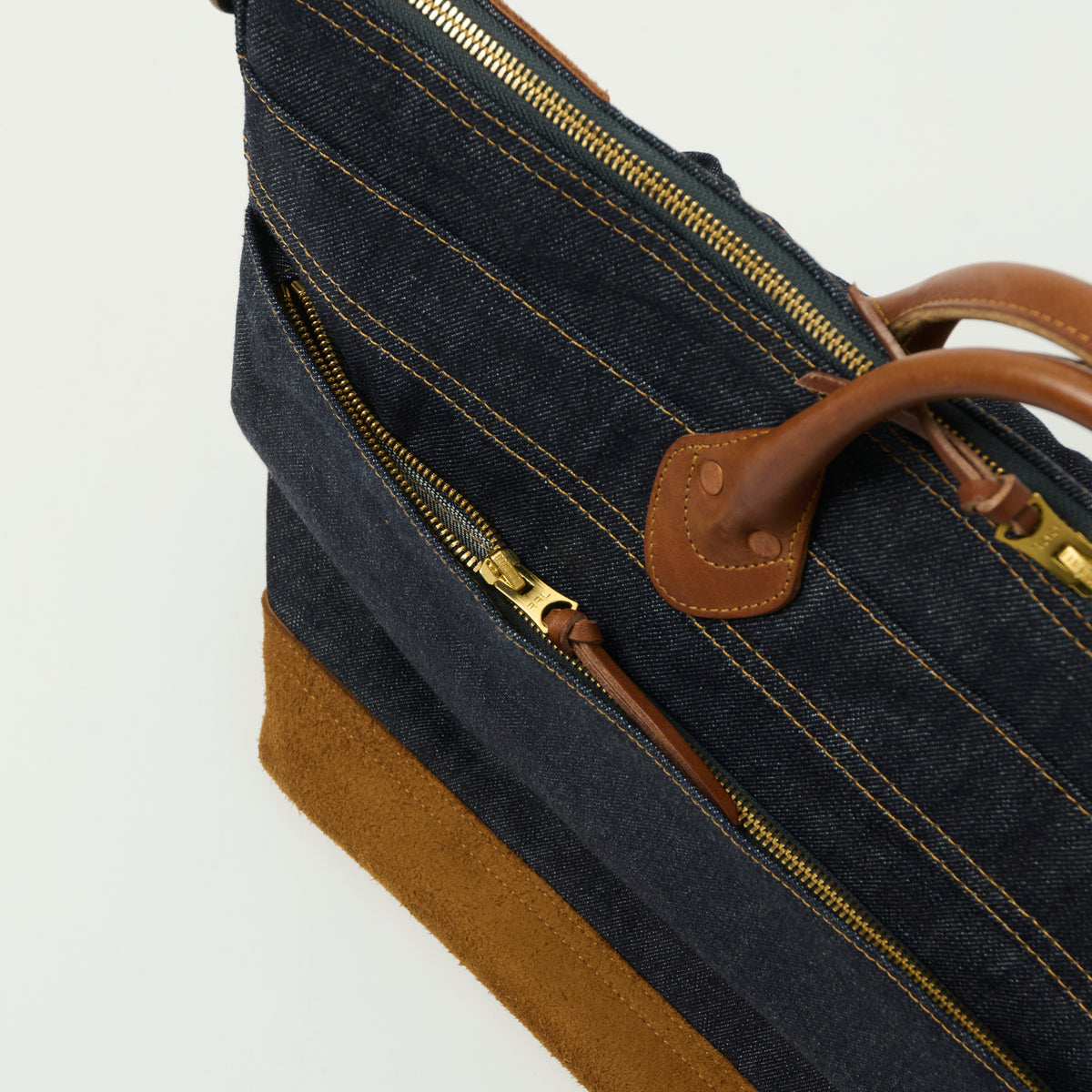 RRL Leather-Trim Denim Day Bag - Indigo