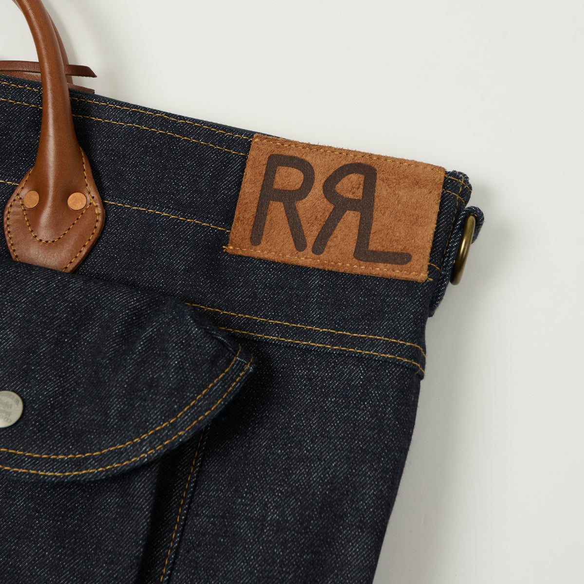 RRL Leather-Trim Denim Day Bag - Indigo