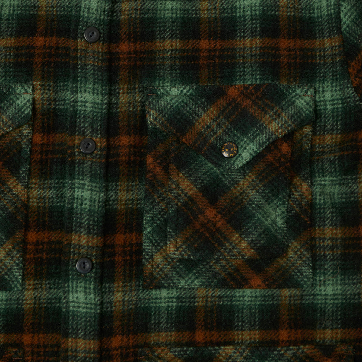 RRL Wool Twill Plaid Overshirt - Green