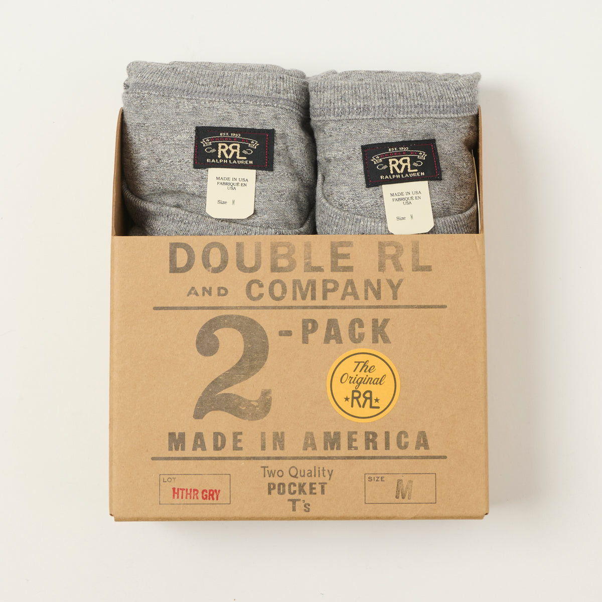 RRL Pocket T-Shirt Two Pack - Heather Grey
