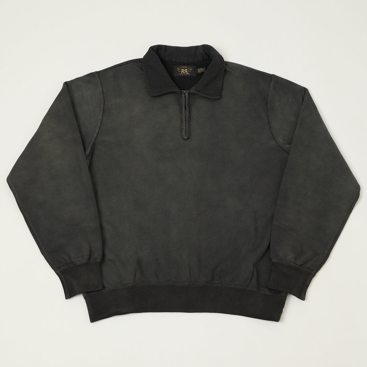 RRL Quarter Zip Sweatshirt - Washed Black