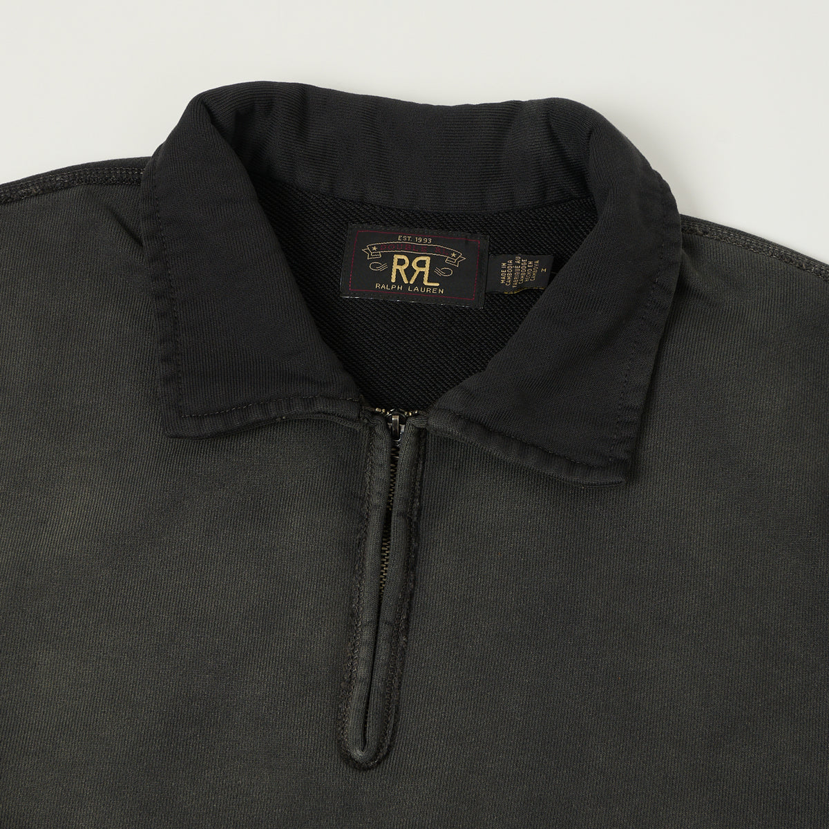 RRL Quarter Zip Sweatshirt - Washed Black