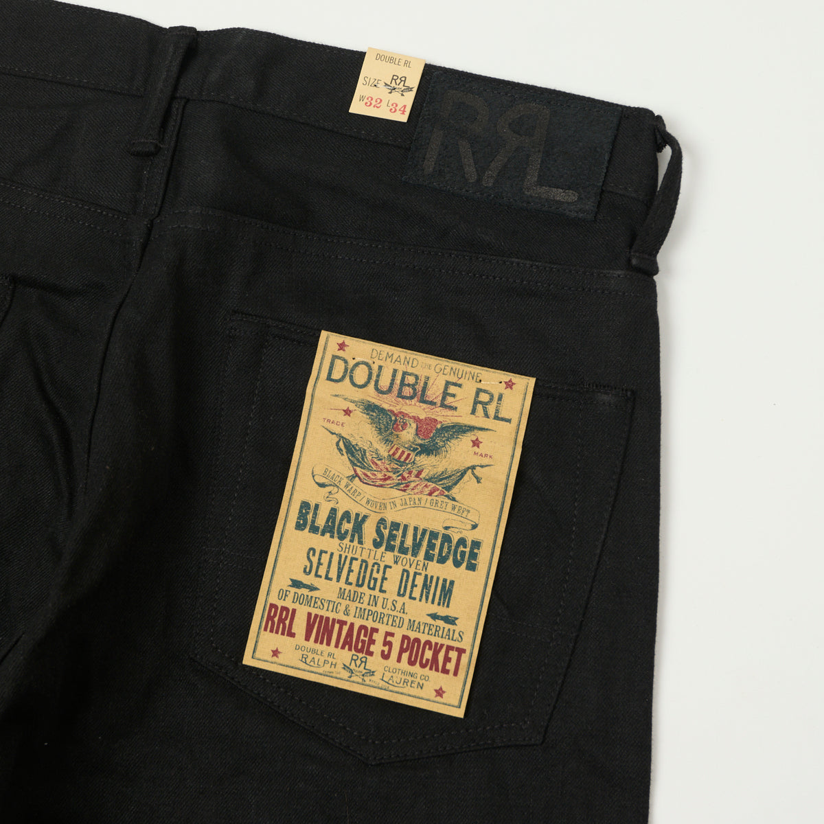 RRL 5-Pocket Selvedge Wide Straight Jean - Black Used Wash