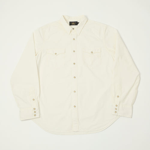 RRL Slim Fit Poplin Western Shirt - White