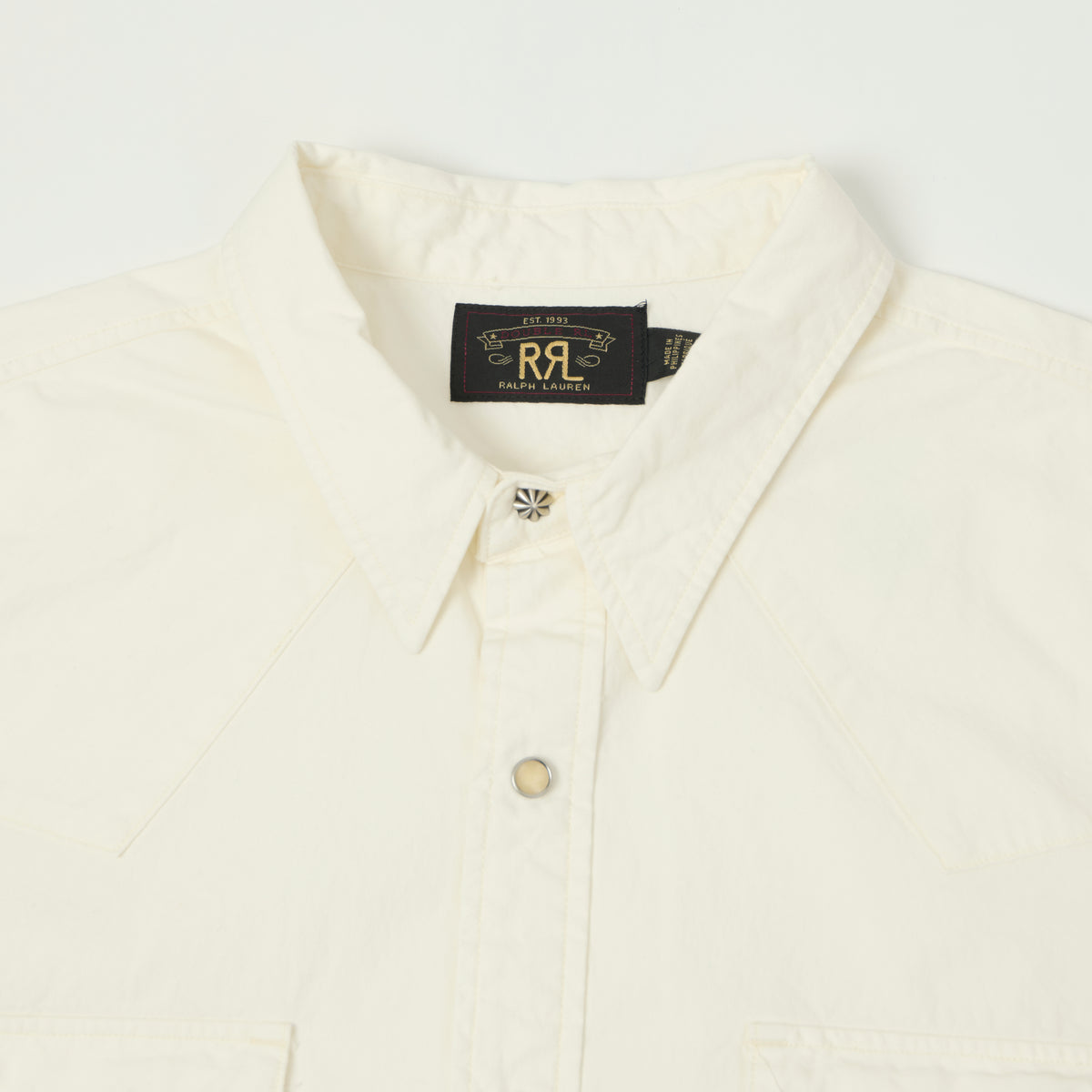 RRL Slim Fit Poplin Western Shirt - White