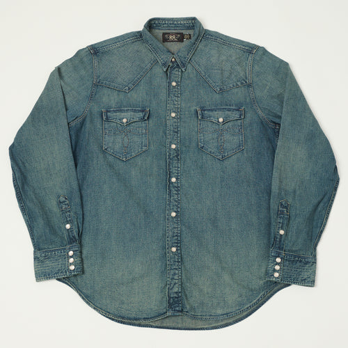 RRL Slim Fit Denim Western Shirt - Dark Wash