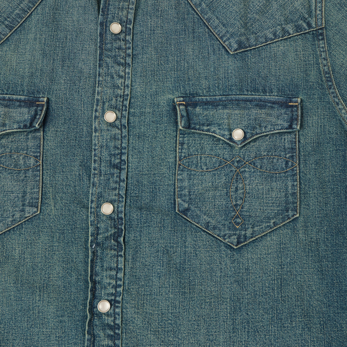 RRL Slim Fit Denim Western Shirt - Dark Wash