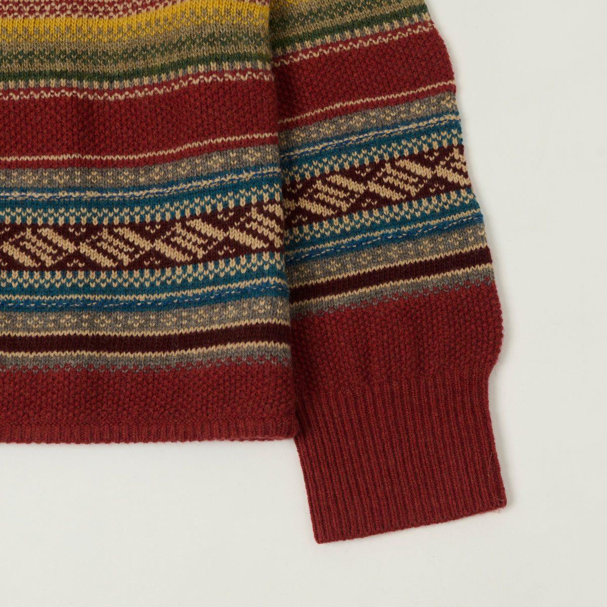 RRL Jacquard Knit Wool Henley - Red
