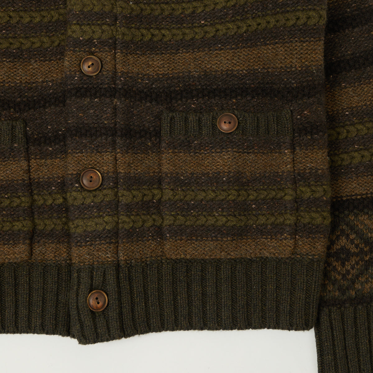 RRL Wool Shawl Collar Cardigan - Brown/Olive