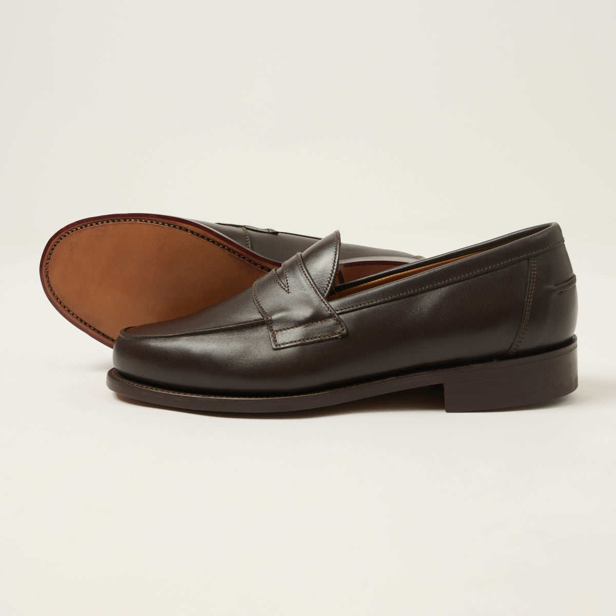 Sanders x FULLCOUNT 'Madrid' Buttseam Penny Loafer - Dark Brown Calf