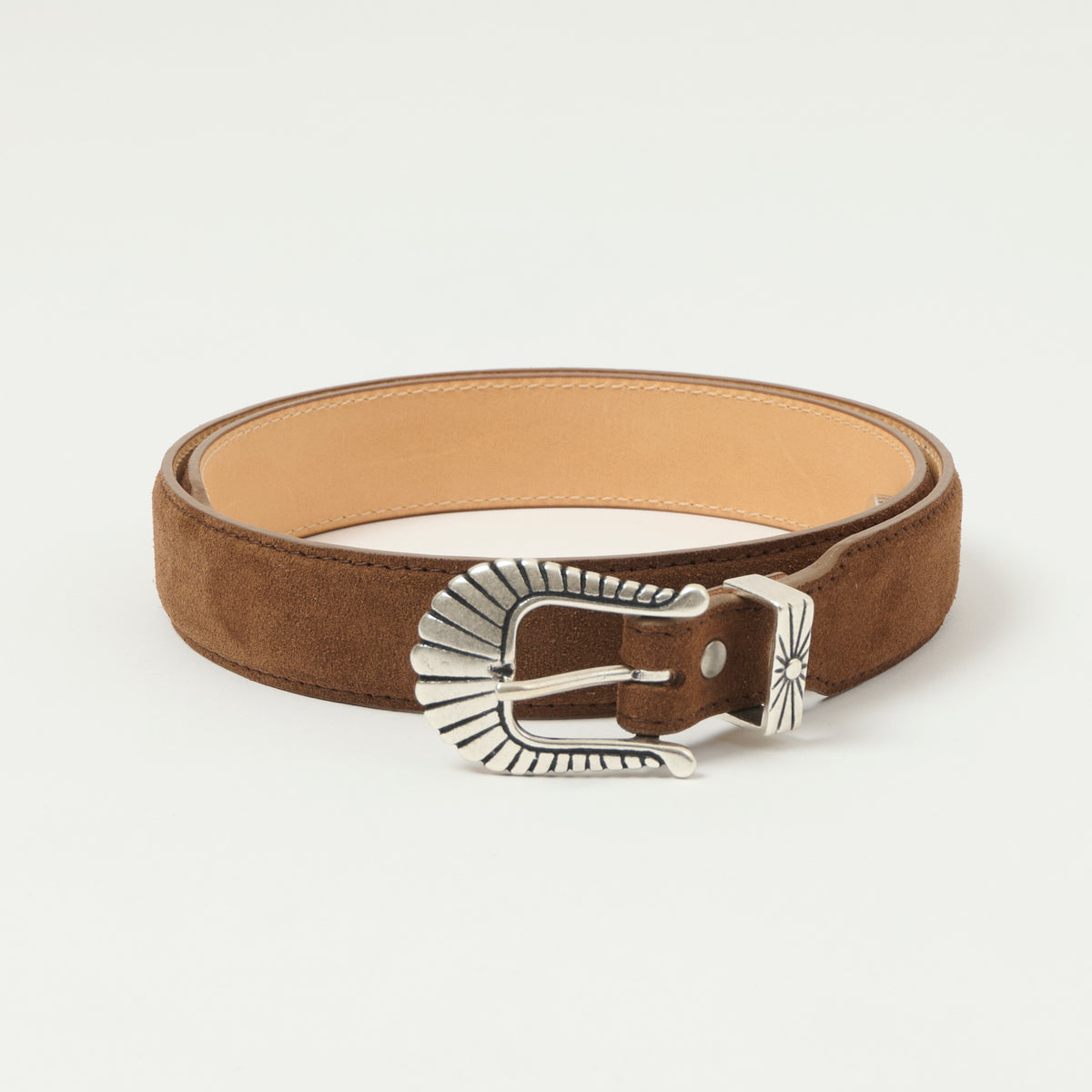 Shangri-La Heritage 'Wild Star' Slim Leather Belt - Brown Suede