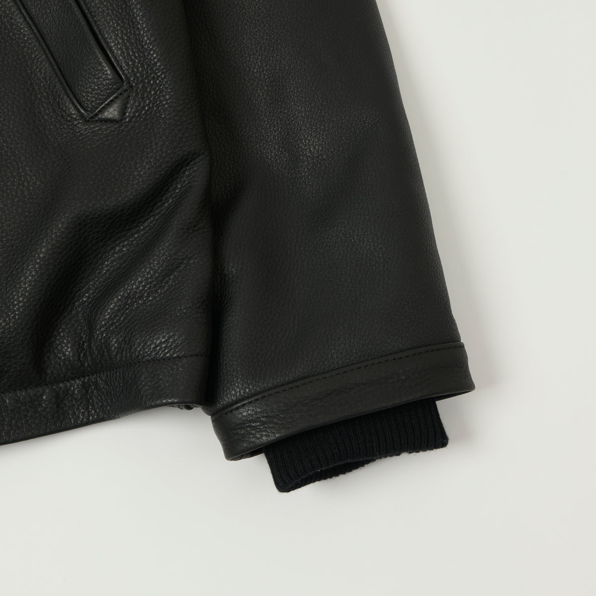 Shangri-La Heritage Aniline Leather N-1 Deck Jacket - Black