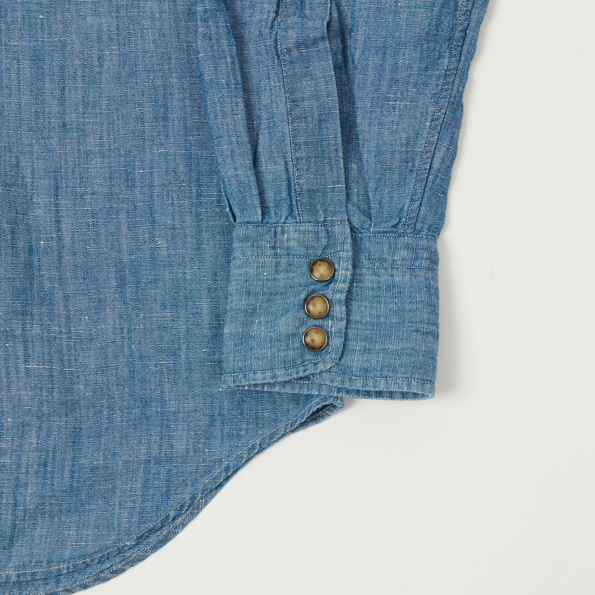 Shangri-La Heritage 'Gonzo' Linen Chambray Western Shirt - Light Blue