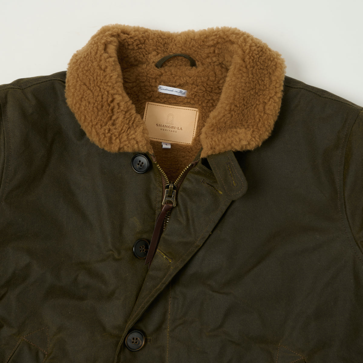 Shangri-La Heritage Waxed Canvas N-1 Deck Jacket - Army Green