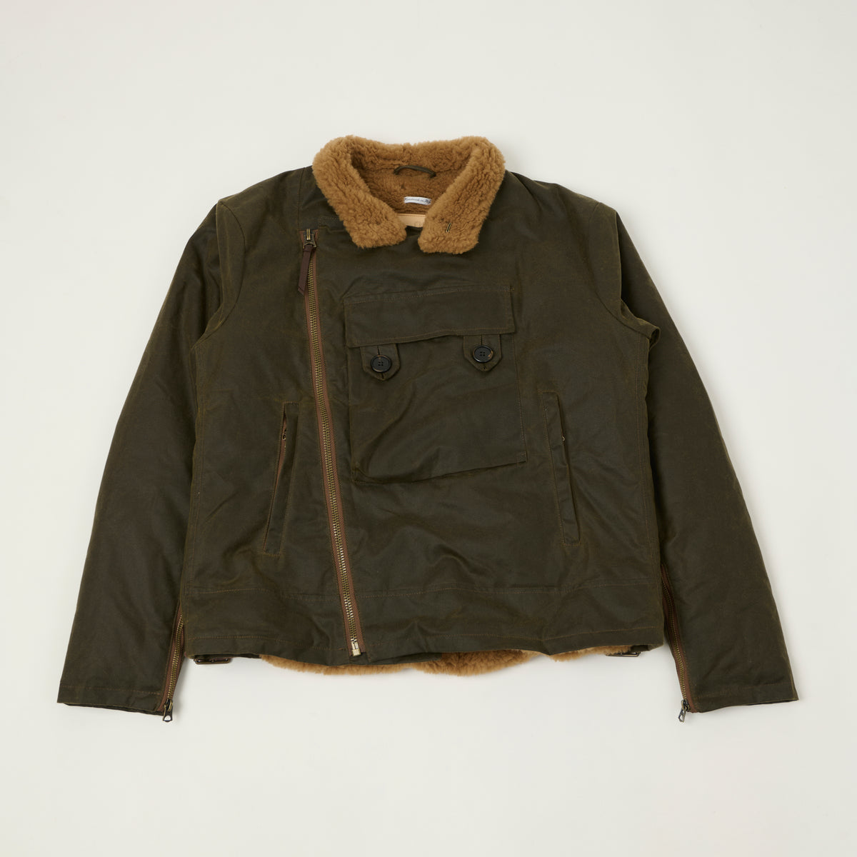 Shangri-La Heritage Waxed Canvas Swedish Motorcycle Jacket - Army Green