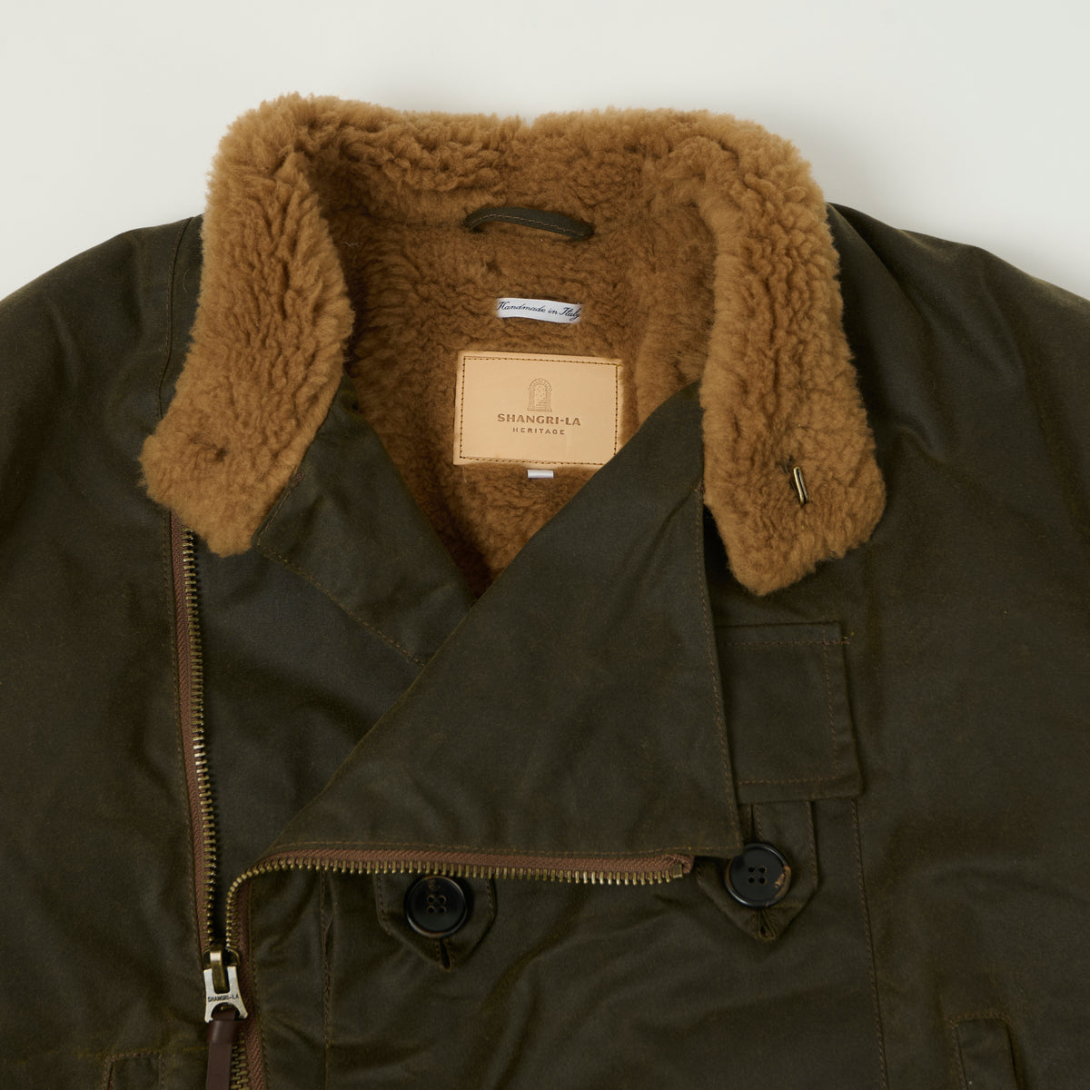 Shangri-La Heritage Waxed Canvas Swedish Motorcycle Jacket - Army Green