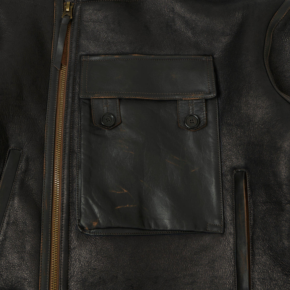 Shangri-La Heritage Swedish Motorcycle Shearling Jacket - Vintage Black