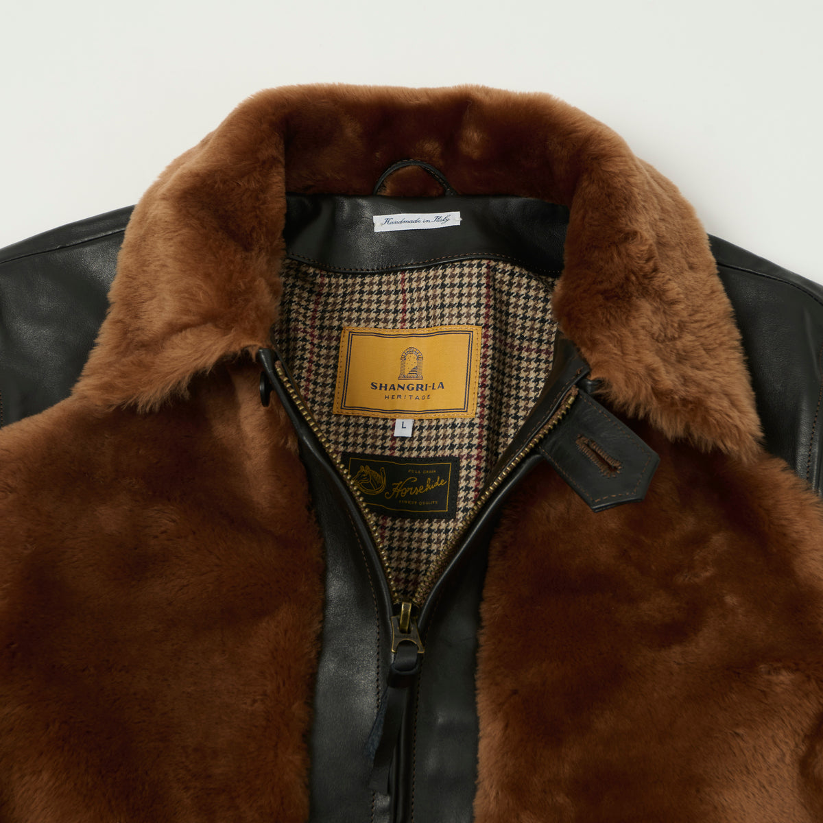 Shangri-La Heritage 'Varenne' Grizzly Leather Jacket - Black/Cognac