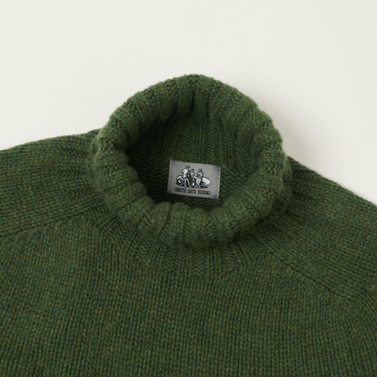 Smith Sato Suzuki 'Otari' Roll Neck Lambswool Jumper - Bottle Green