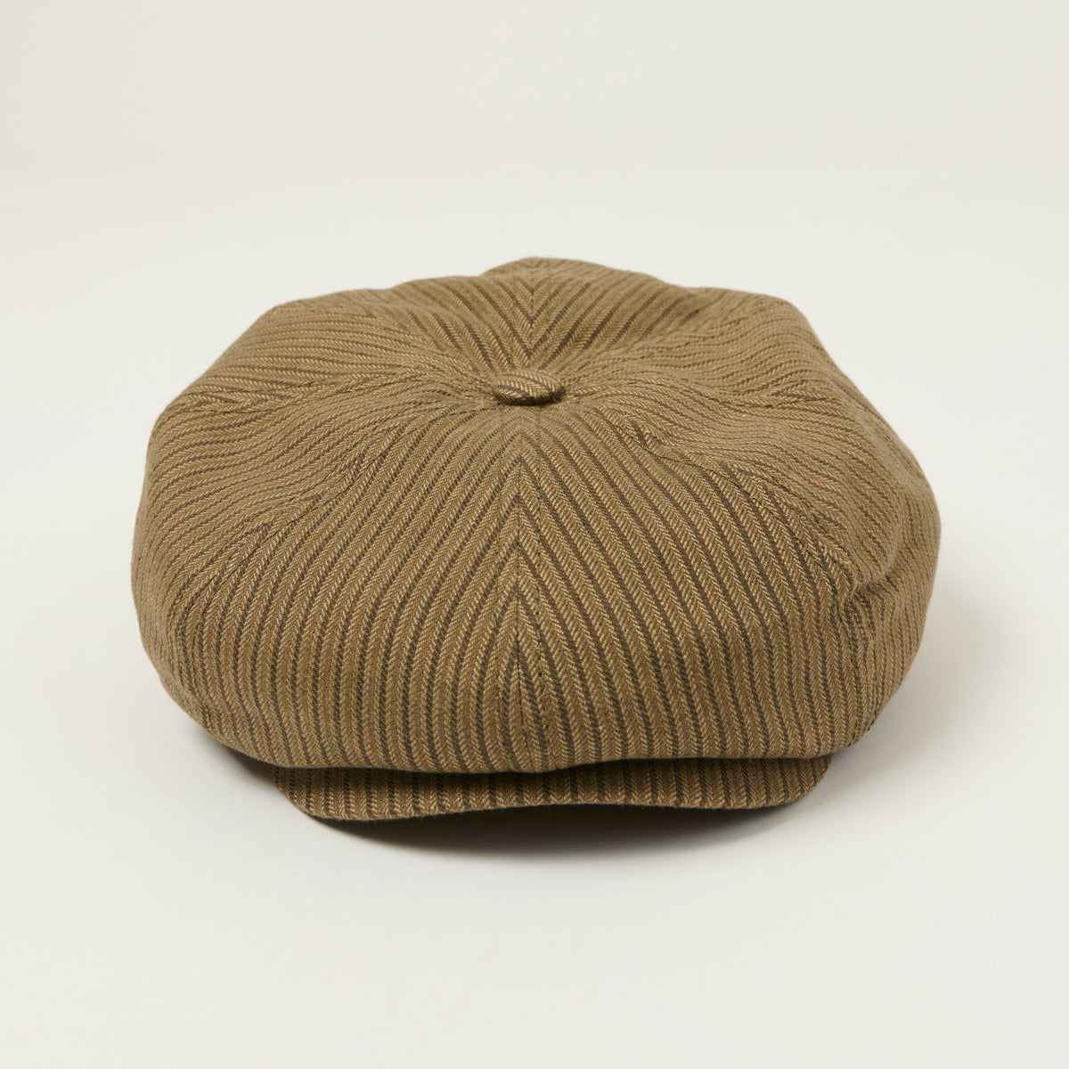 Stetson 8 Panel Cotton/Linen Flat Cap - Olive Stripe