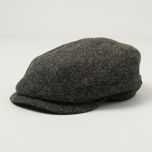 Stetson Harris Tweed Wool Herringbone Driver Cap - Grey