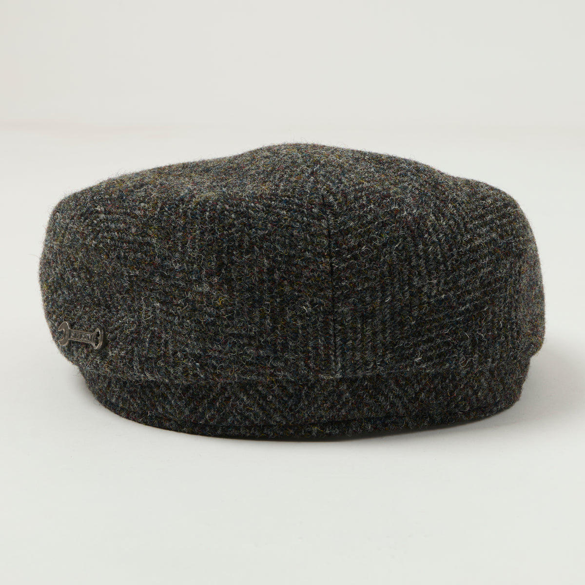Stetson Harris Tweed Wool Herringbone Driver Cap - Grey