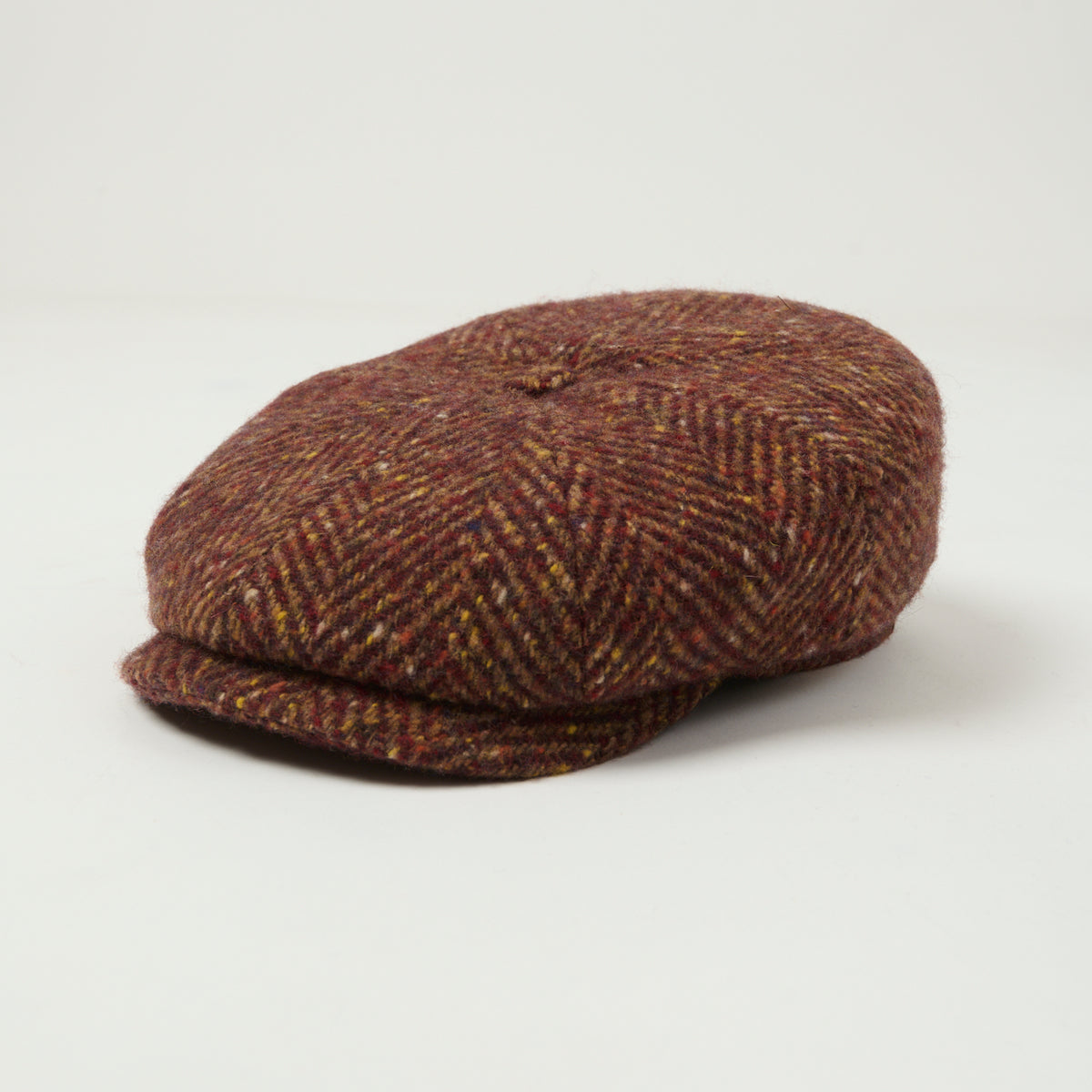 Stetson Herringbone Wool Flat Cap - Red