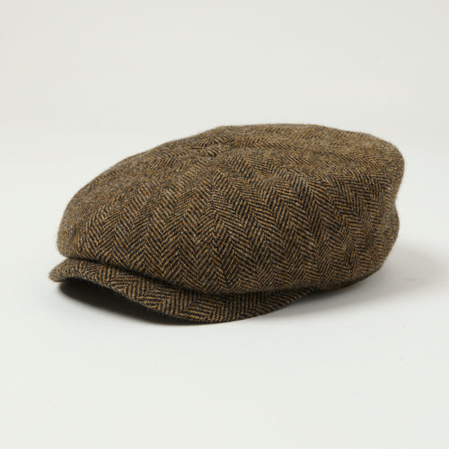 Stetson Hatteras Woolrich Herringbone Flat Cap - Brown
