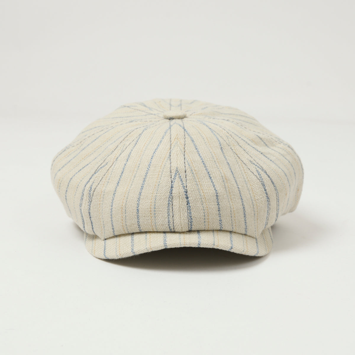 Stetson Hatteras Striped Linen Flat Cap - Nature/Blue