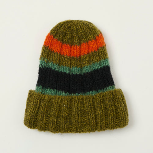 Sublime Hand Knit Stripe Beanie - Moss