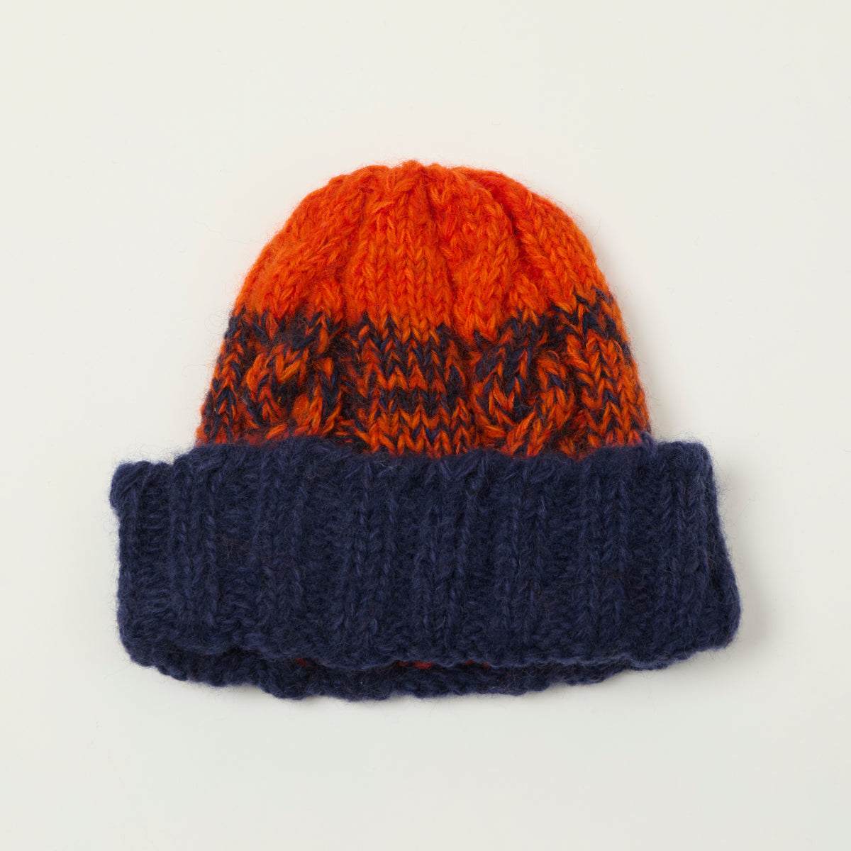 Sublime Hand Knit Fishermans Beanie - Navy/Orange