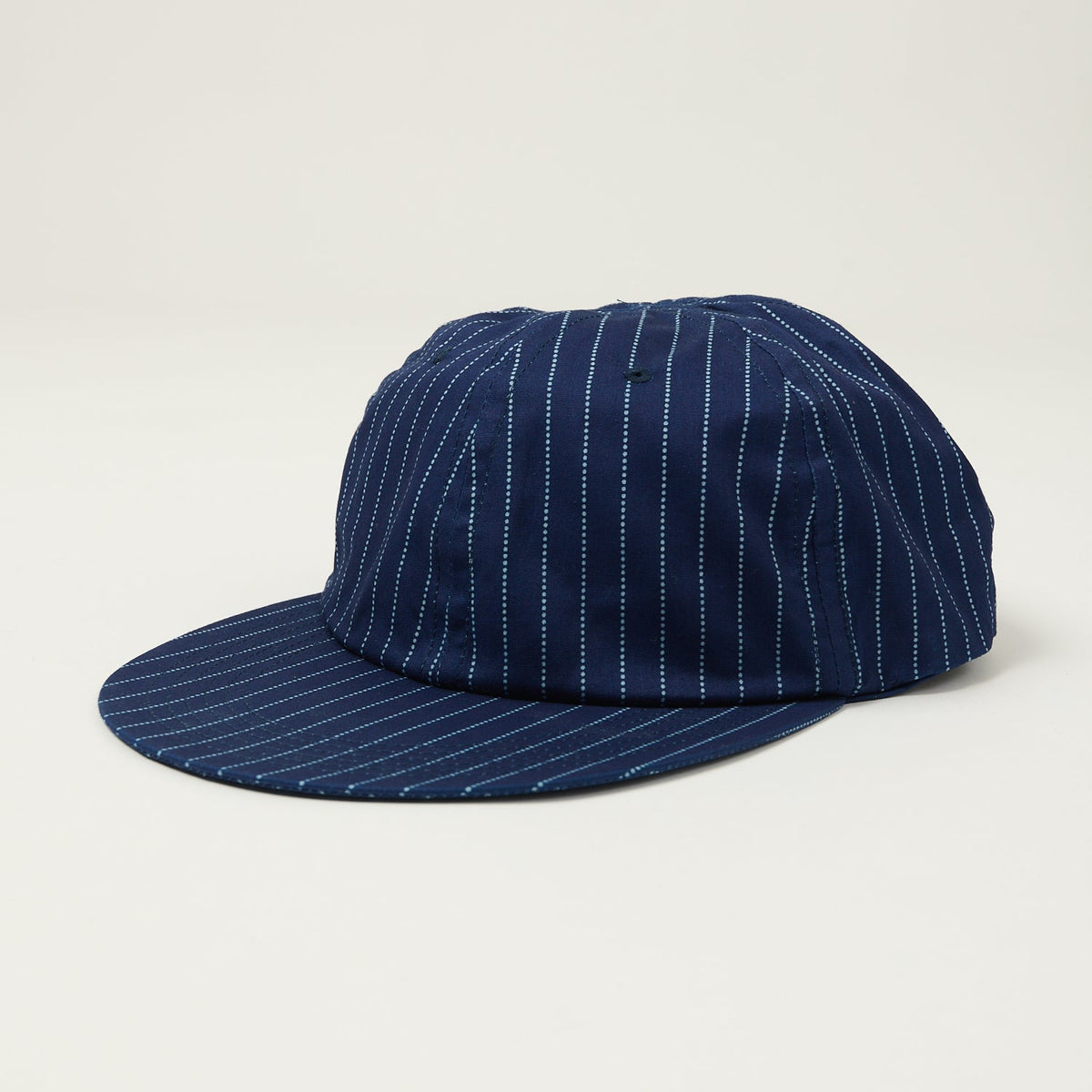 Sublime Long Brim 6 Panel Cap - Indigo Dot Stripe
