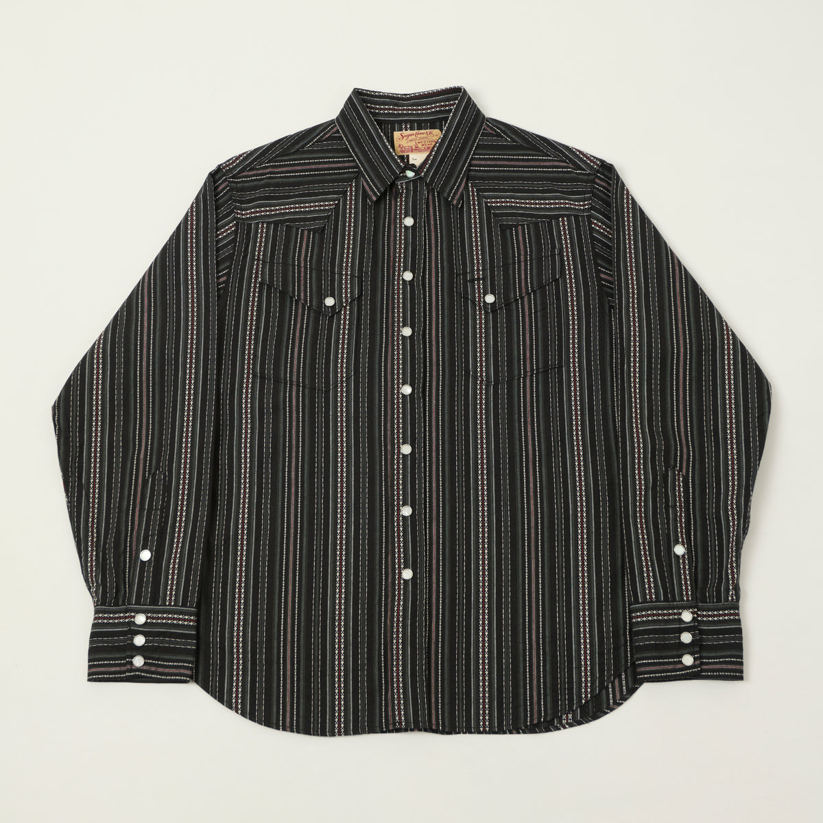 Sugar Cane Indigo Dobby Western Shirt - Black