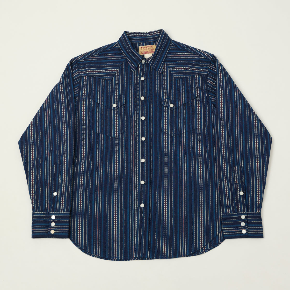 Sugar Cane Indigo Dobby Western Shirt - Navy
