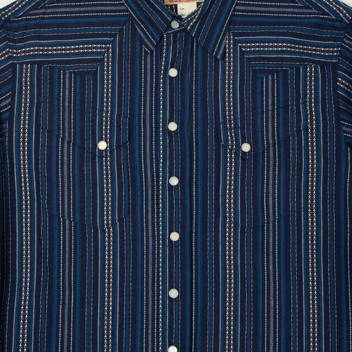 Sugar Cane Indigo Dobby Western Shirt - Navy