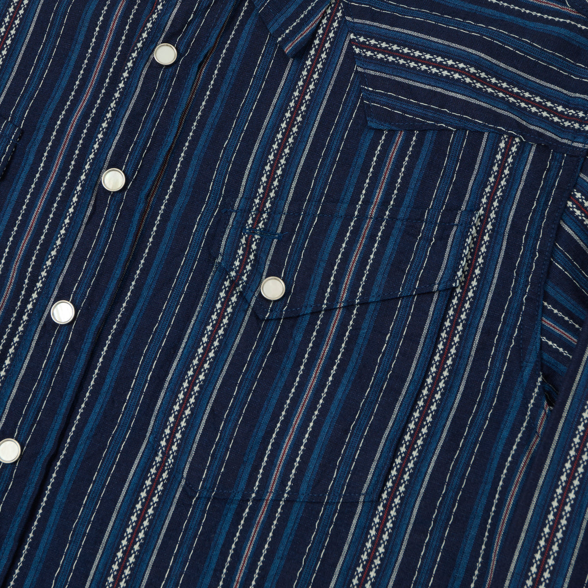 Sugar Cane Indigo Dobby Western Shirt - Navy
