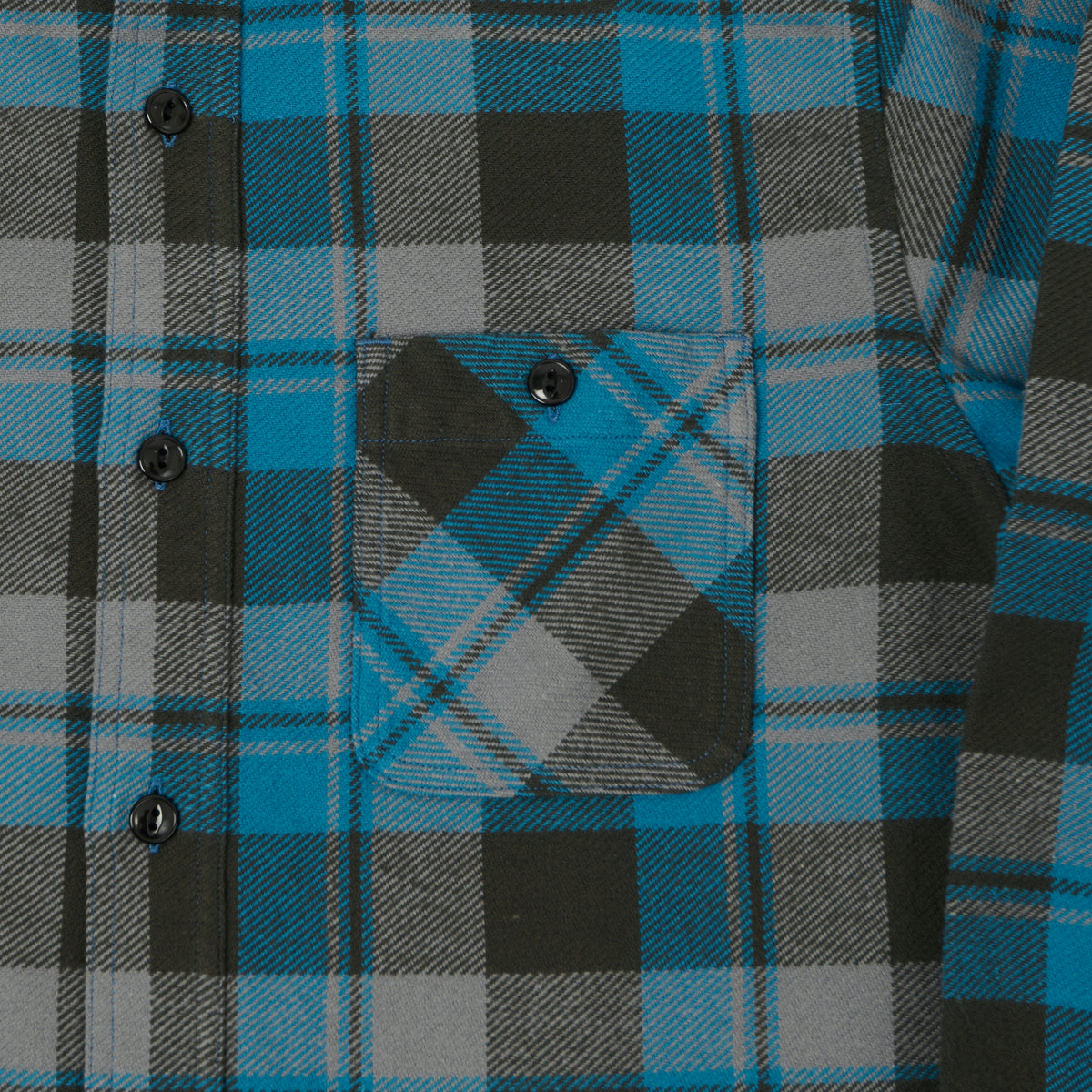 Sugar Cane 1960s Twill Check Work Shirt - Blue/Grey
