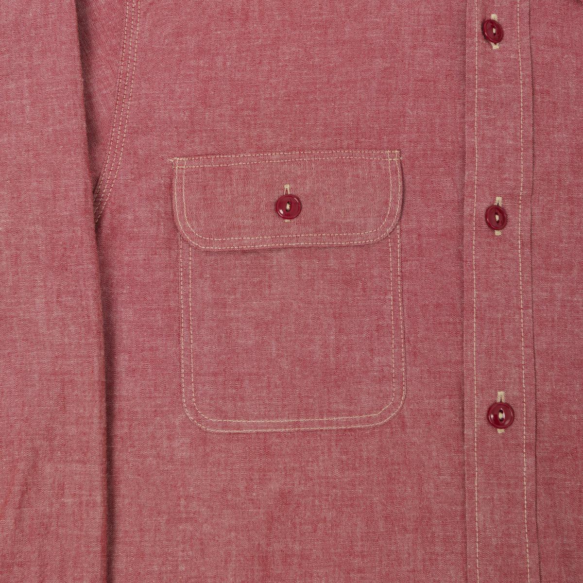 Sugar Cane Chambray Work Shirt - Red
