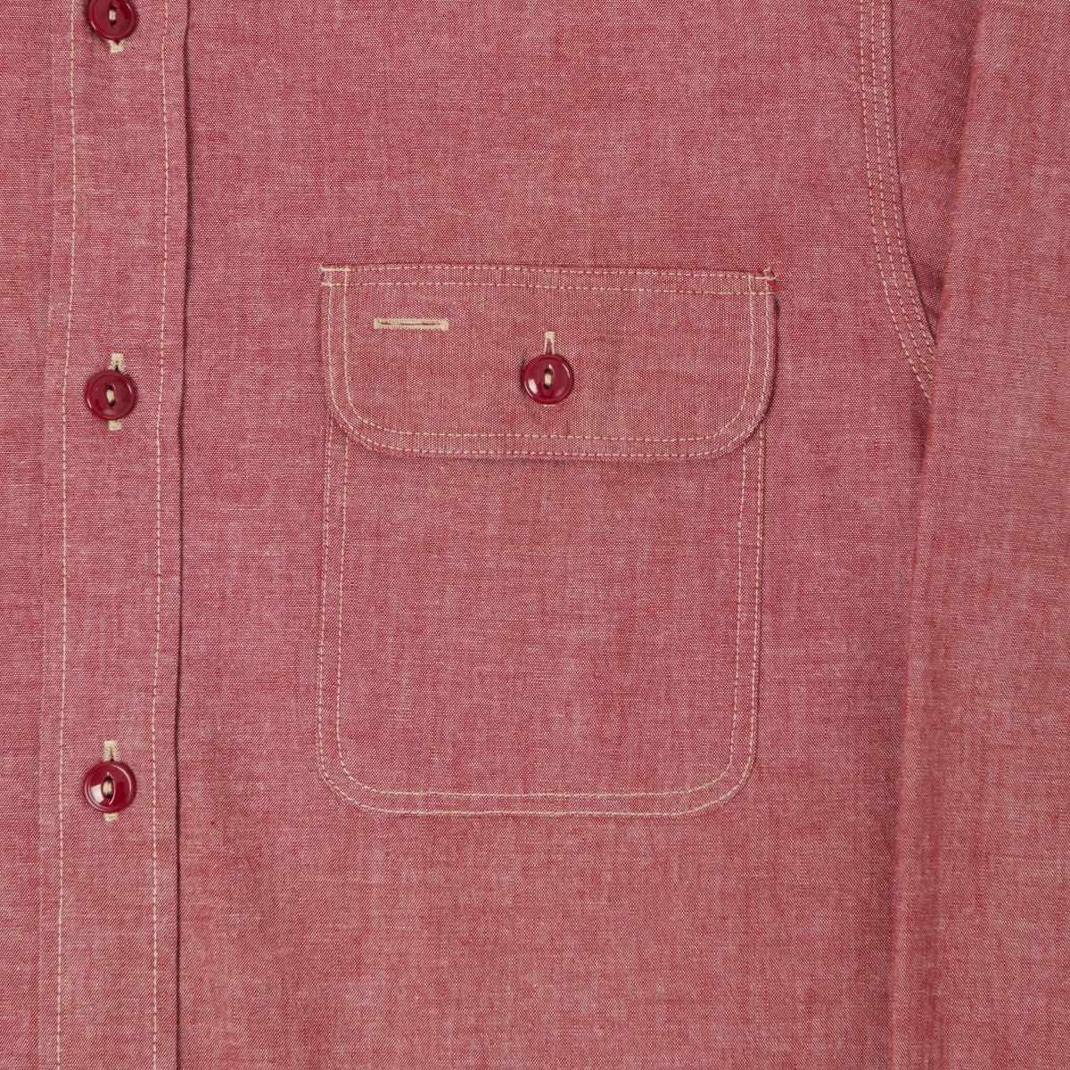 Sugar Cane Chambray Work Shirt - Red